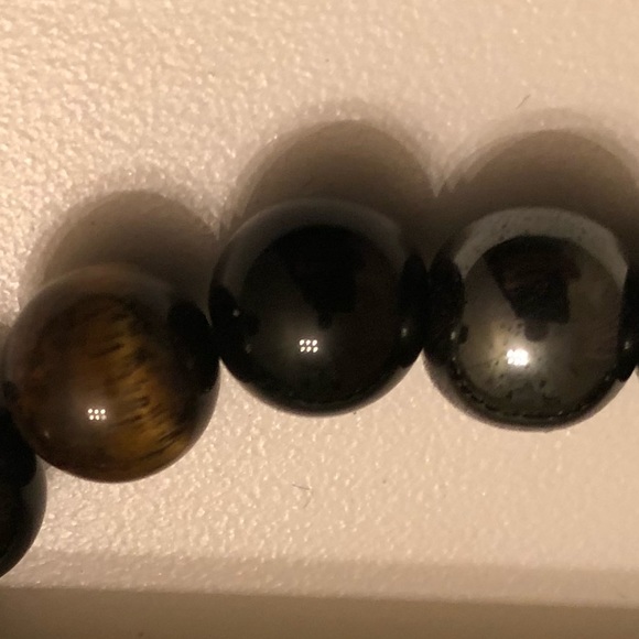 Tiger Eye & Hematite & Black Obsidian Bracelet - Picture 2 of 3